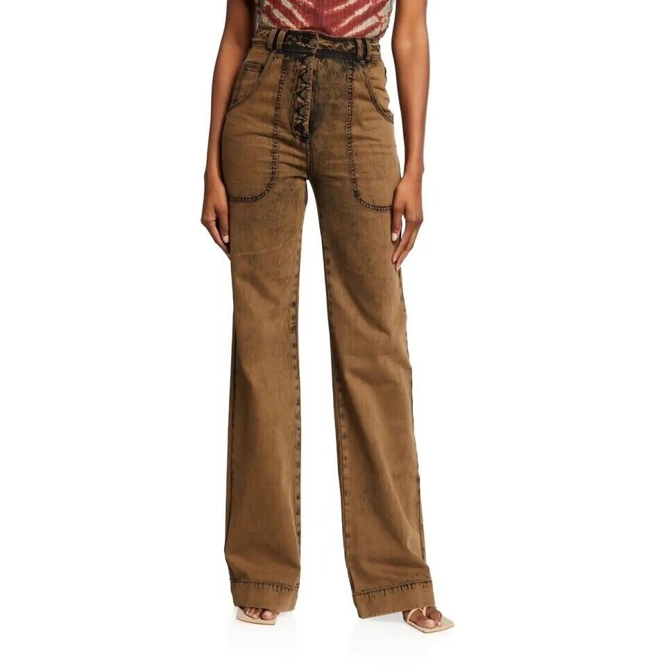 ULLA JOHNSON Women’s Milo High-Waist Flare Jeans Desert Palm Size 10 $425 NEW