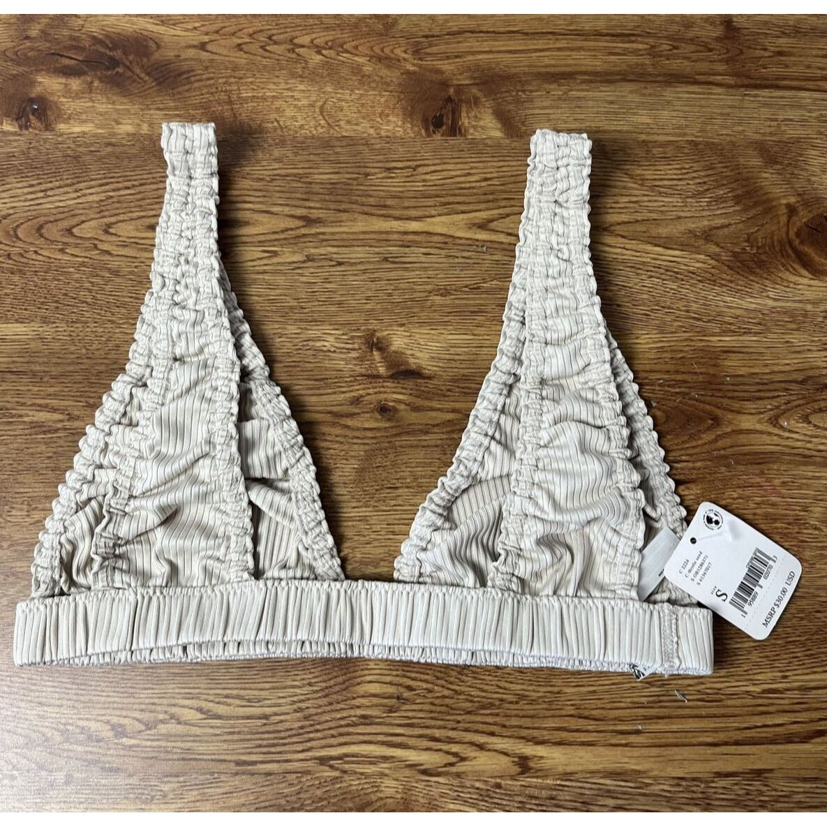 Free People Wait and See Bralette Womens Small Thistle Seed No Pads Deep V Neck