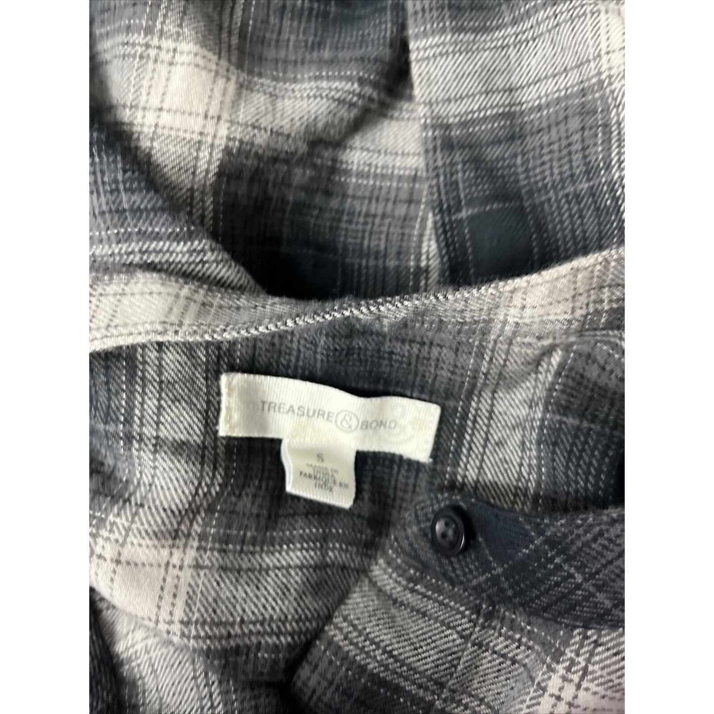 Treasure & Bond Black Gray Flannel Button Shirt New NWT