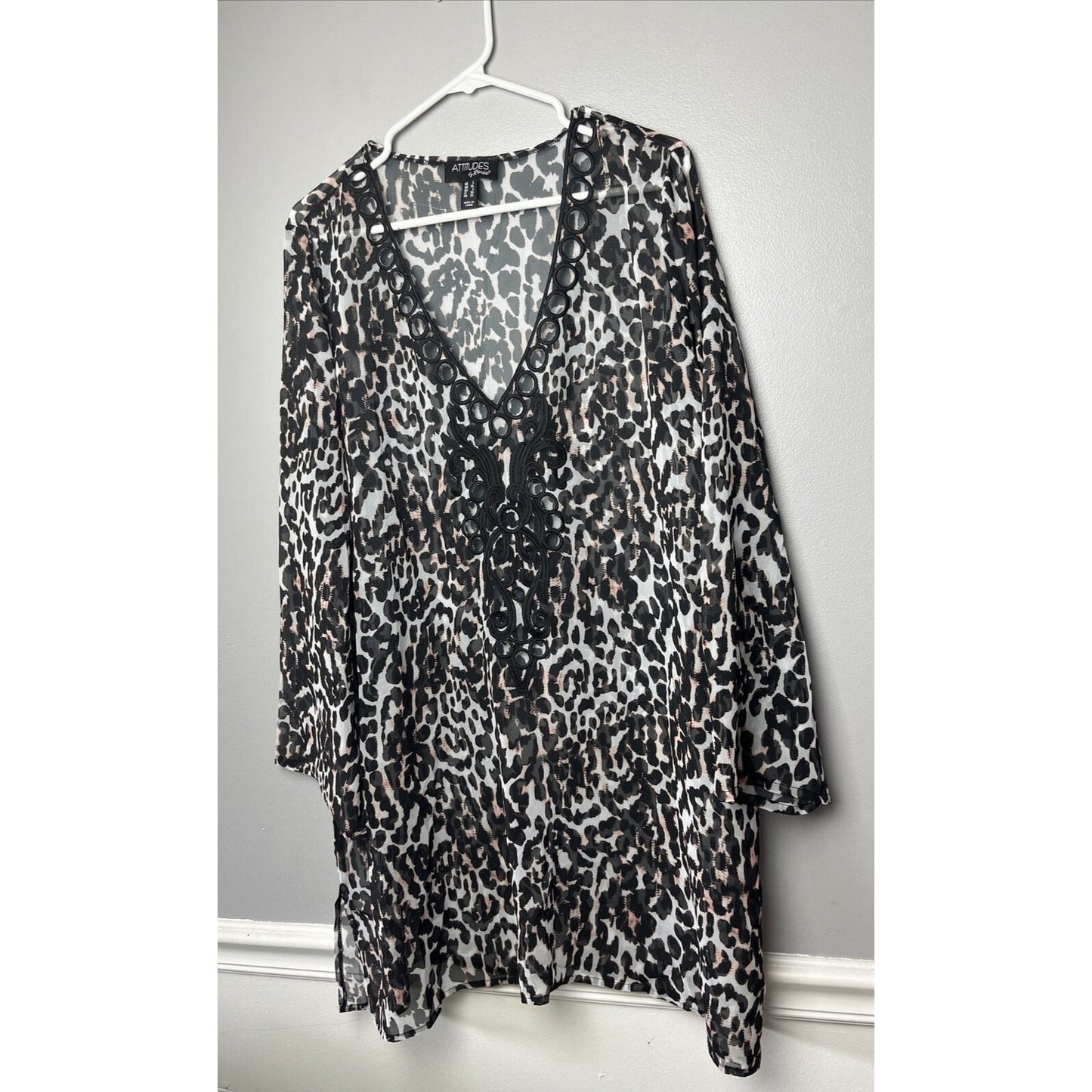 Attitudes by Renee Chiffon Bathing Suit Cover Up-Leopard-Large-NWOT-A500944