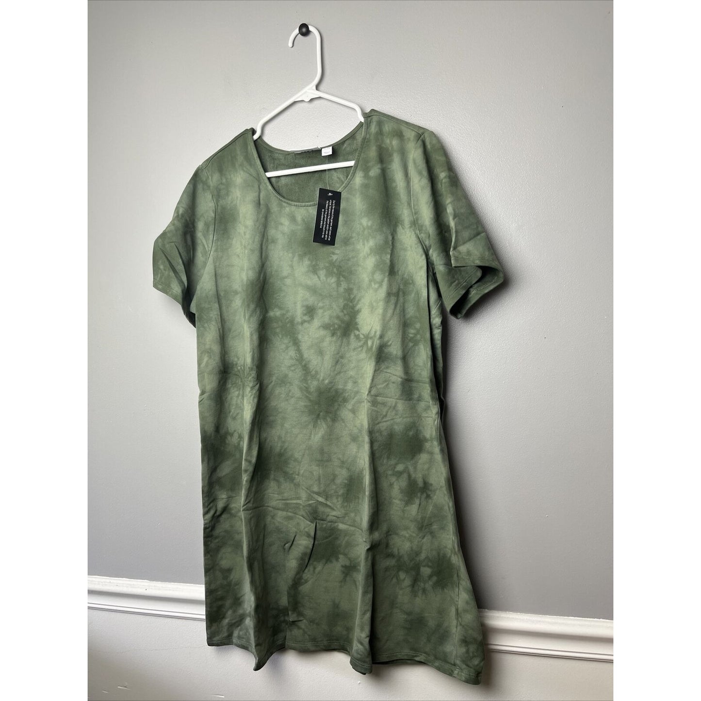 Denim & Co. Women's Petite Dress PXL French Terry Crystal Wash Green A471745