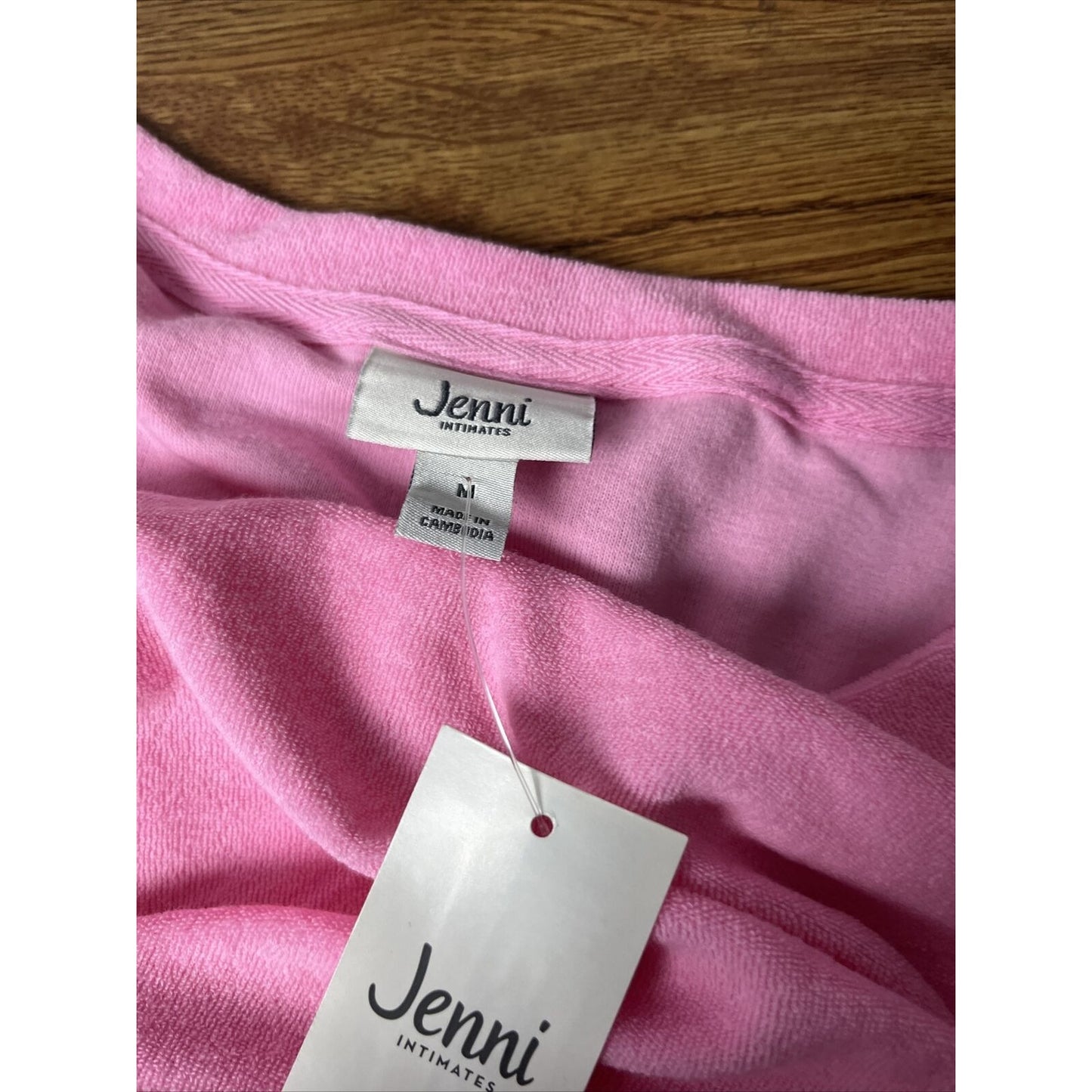 Jenni Women's Terry Cloth Crewneck Top-Pink Heat Size Medium