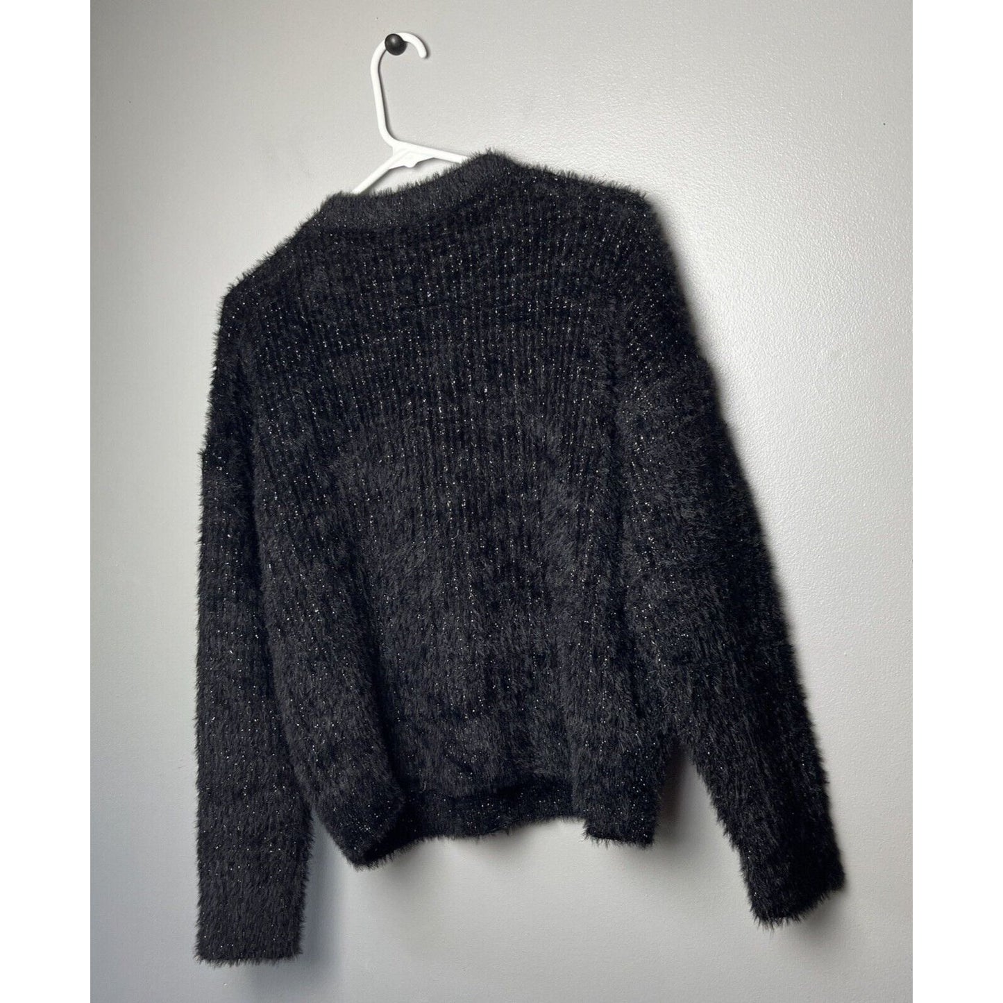 FRNCH Paris Black Eyelash Knit Metallic Sweater size S/M