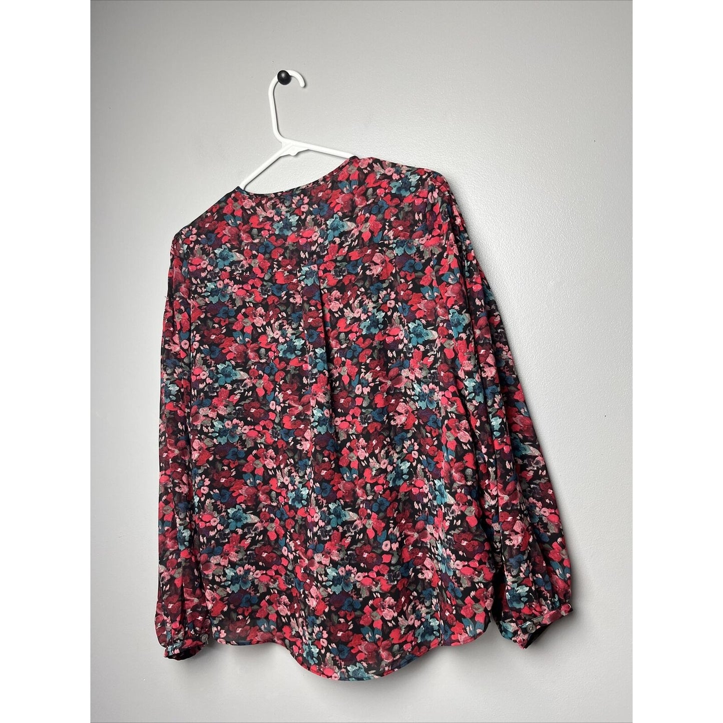 VINCE CAMUTO Womens Floral Print Pleated Blouse Size Small