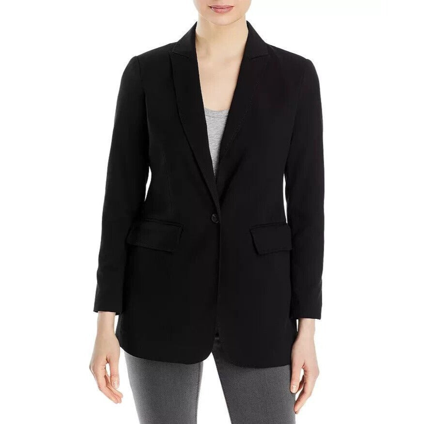 Vince Camuto Blazer Women's Size 12 Rich Black Peak Lapel Long Sleeve