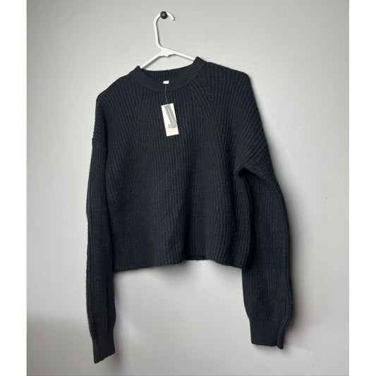NWT BP. Rib Crop Crewneck Sweater In Black Size Small