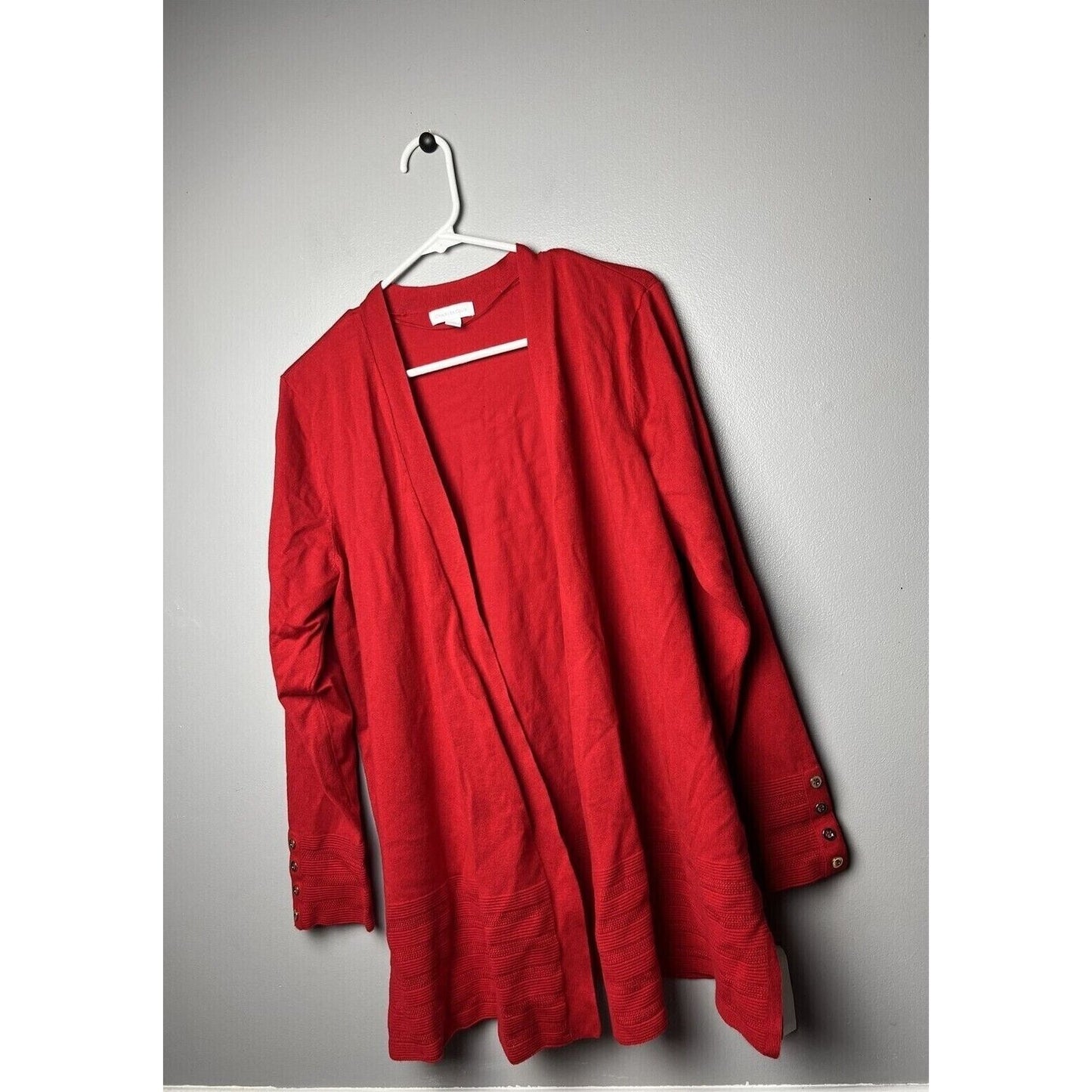 Charter Club Women's Red Open-Front Cardigan