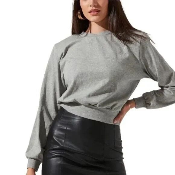 NWT ASTR the Label Sweatshirt Gray Volume Shoulder Size X-Small