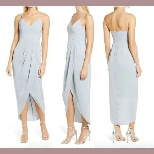 Shona Joy Tulip Hem Maxi Dress, Women's Size 6, Powder Blue NEW MSRP $280