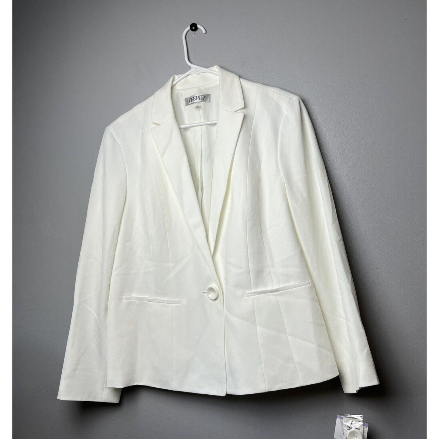 Kasper Women's Crepe One-Button Blazer White Size 18 $100 A438