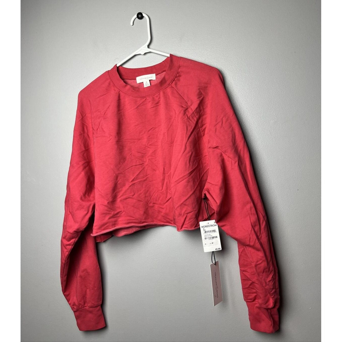 Treasure and Bond Relaxed fit Cropped Crew neck Red letter Pullover sweatshirt M