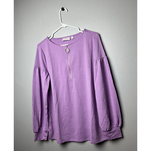 Belle by Kim Gravel Half Zip Top Lilac Size Small NWOT