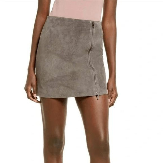 Blank NYC Zip Suede Miniskirt in High Altitude size 25 NWT