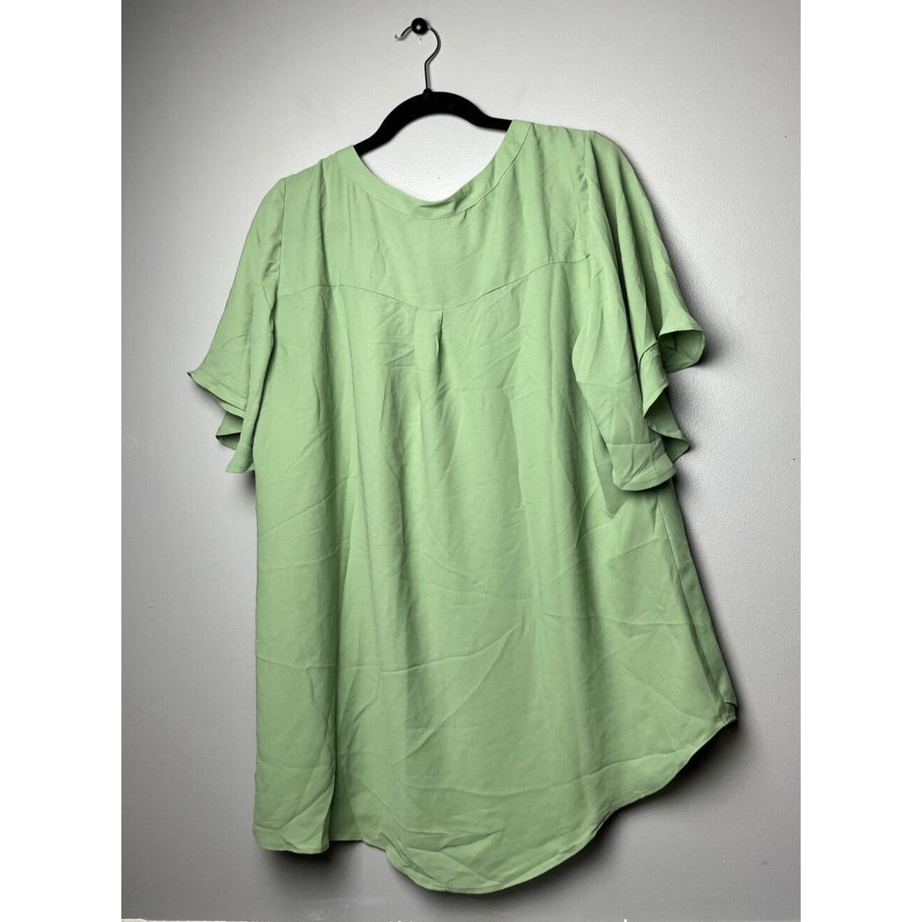 Avenue Women's Top Melina Flutter Top Blouse 1/4 Zip Sage Plus Size 20 New Tags