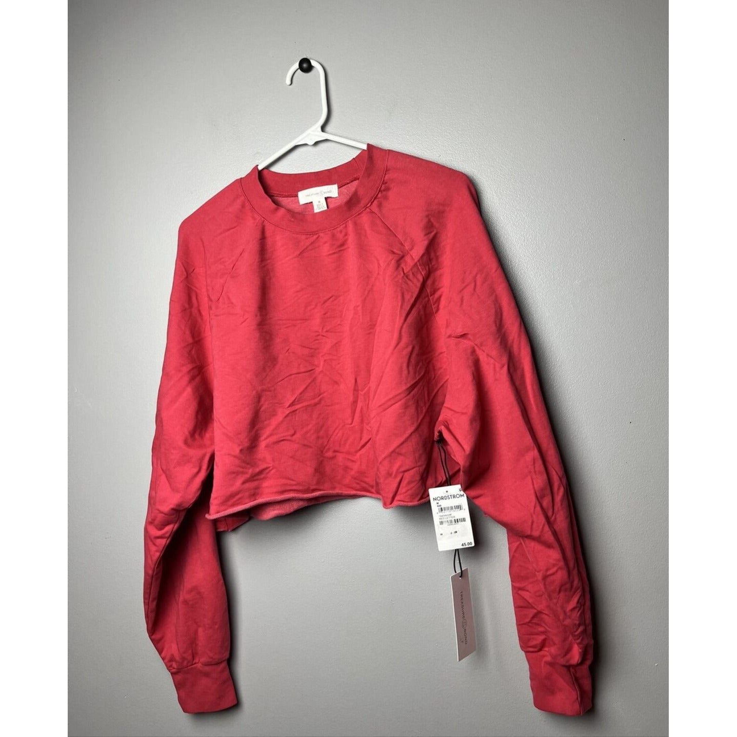 Treasure and Bond Relaxed fit Cropped Crew neck Red letter Pullover sweatshirt M