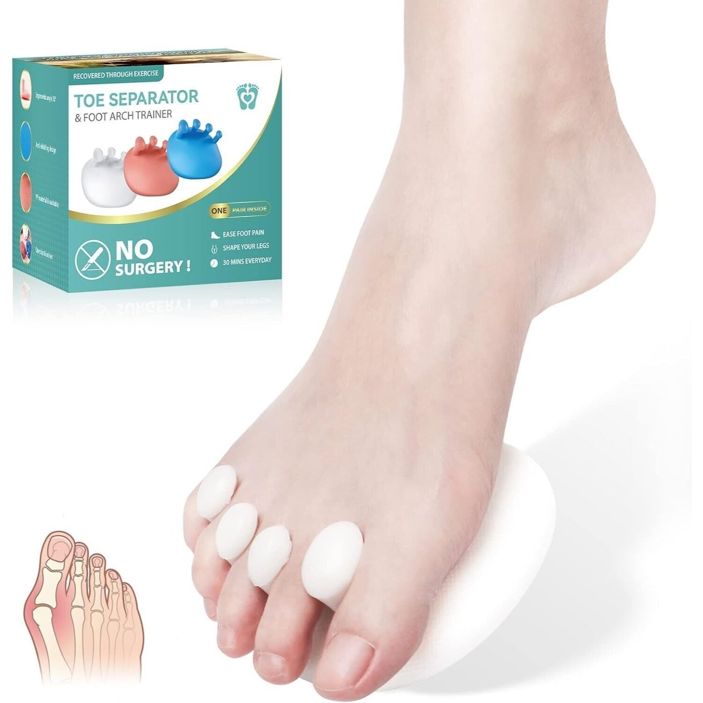 Homiguar Toe Separator, Multifunctional Bunion Corrector for Women & Men