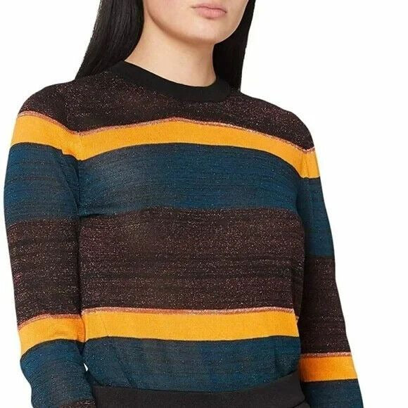 Scotch & Soda Women's Long Sleeve Lurex Striped Pullover, X-Small