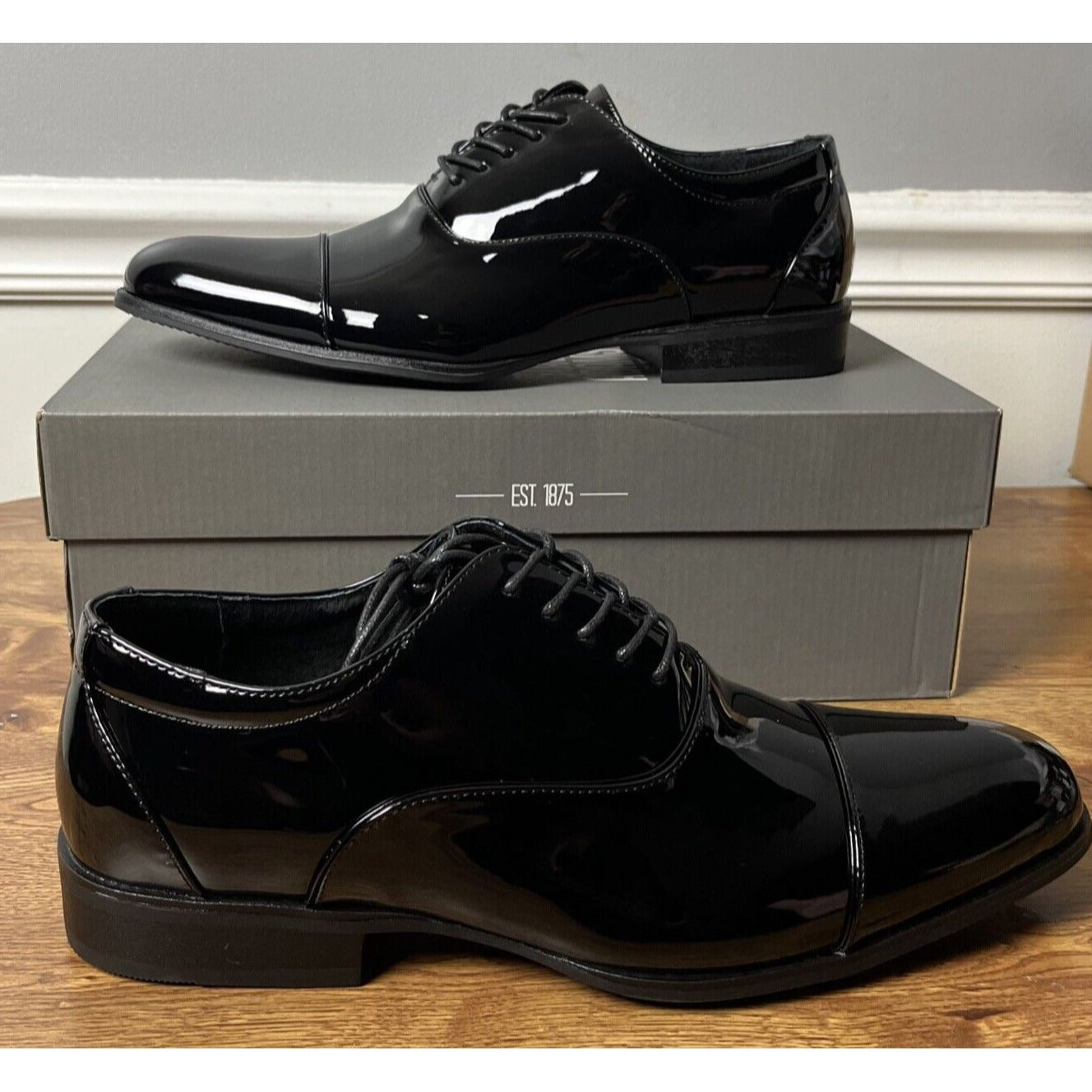 STACY ADAMS Men's Gala Black Patent Oxford Shoes (US 10 W / UK 9 / EU 43)