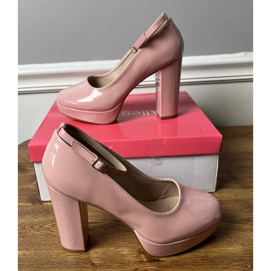 Allegra K Women's Platform Ankle Strap Chunky Heel Mary Janes Pumps 9, Pink