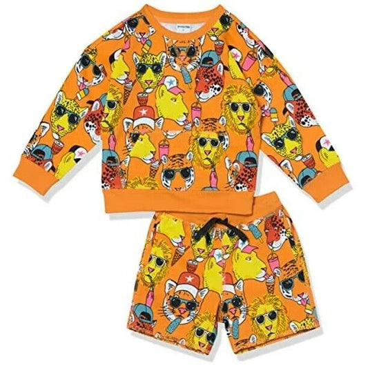 Amazon Essentials Boys French Terry Cozy Long-Sleeve Top &Short Set~Orange~Sz XL