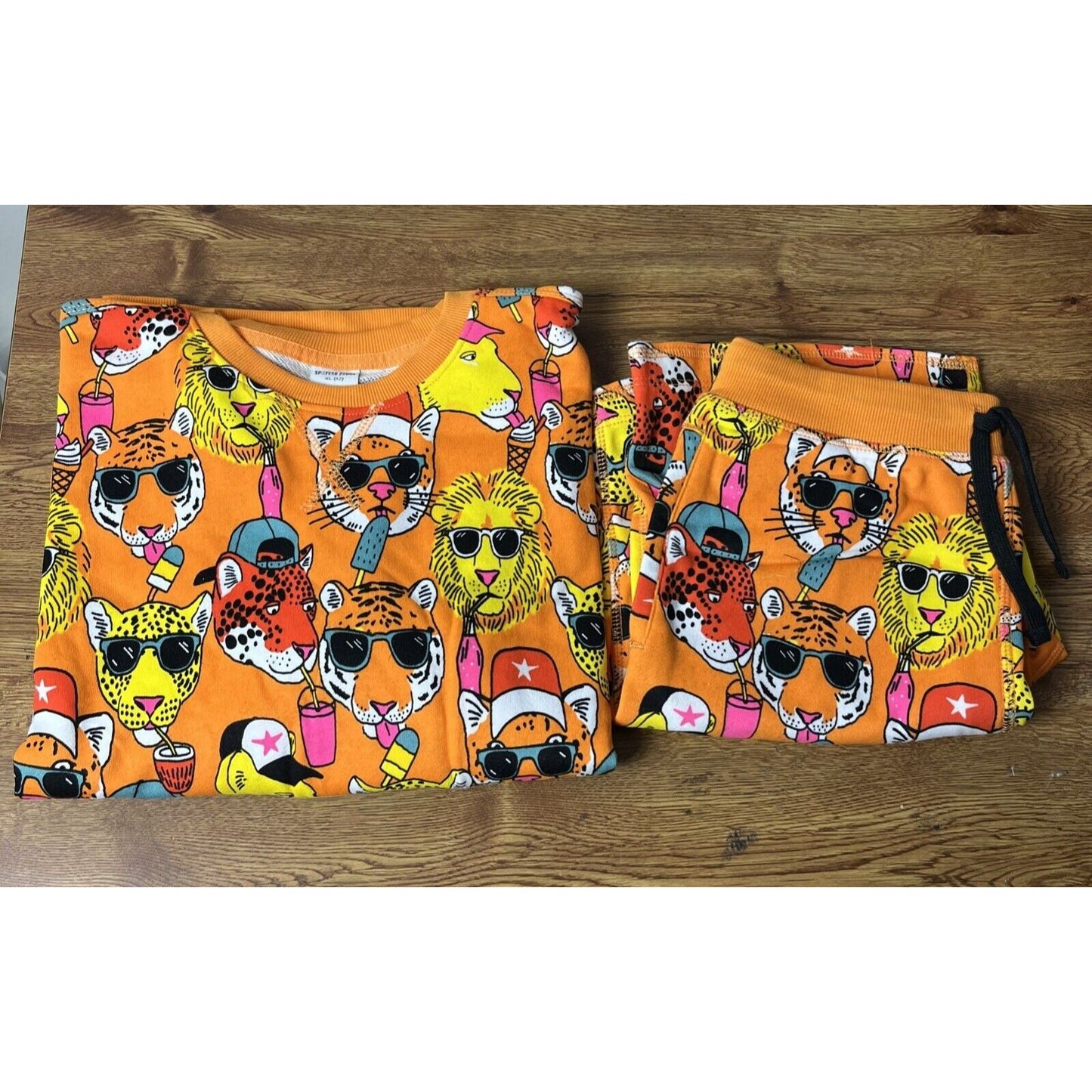 Amazon Essentials Boys French Terry Cozy Long-Sleeve Top &Short Set~Orange~Sz XL