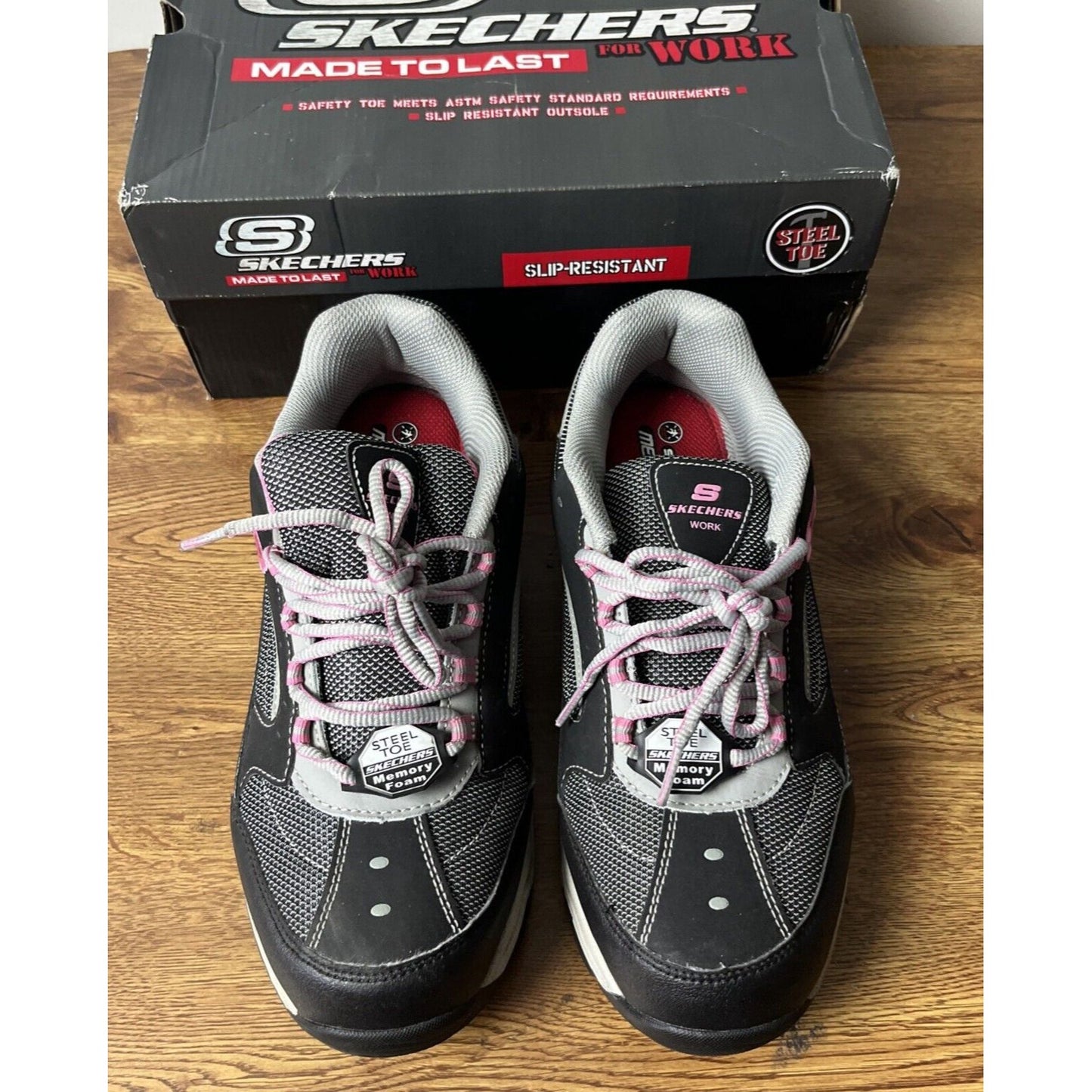 Skechers Women's Sz 11 Athletic Work Steel Toe Shoes Memory Foam Slip Resistant