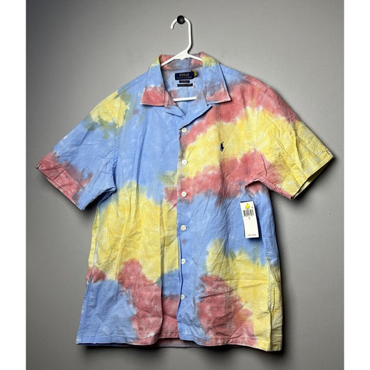 POLO RALPH LAUREN Multi TIE DYE Classic Fit Cotton Seersucker Shirt Large NWT