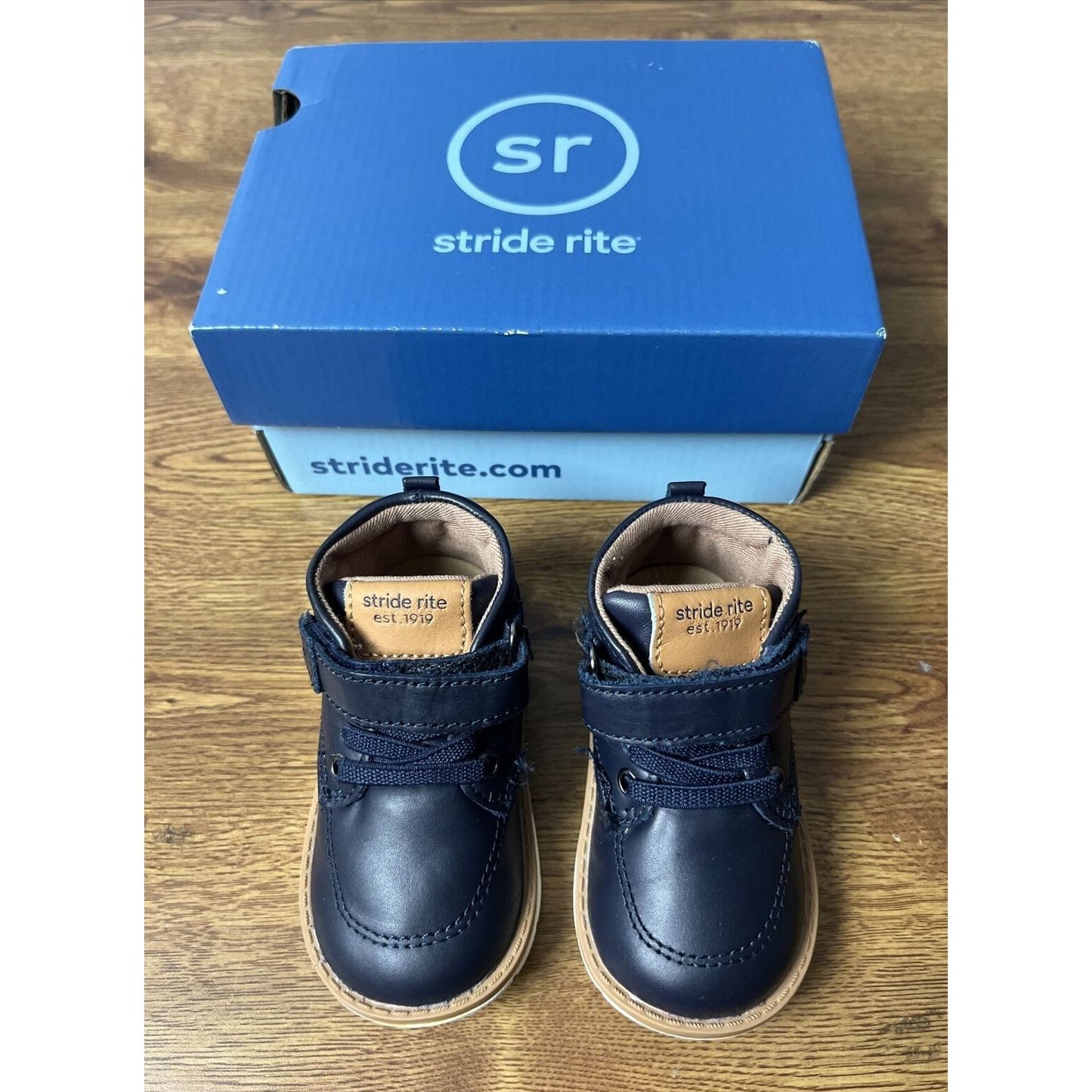 Stride Ride Toddler Boots Boys Size 4M Navy Blue Leather SRT Quinn