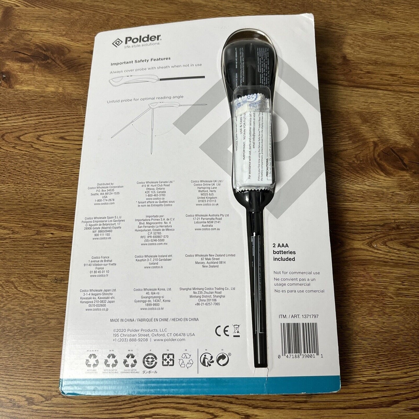 Polder Safe Serve Digital Instant Read Grill Thermometer w/ 10 Inch Probe