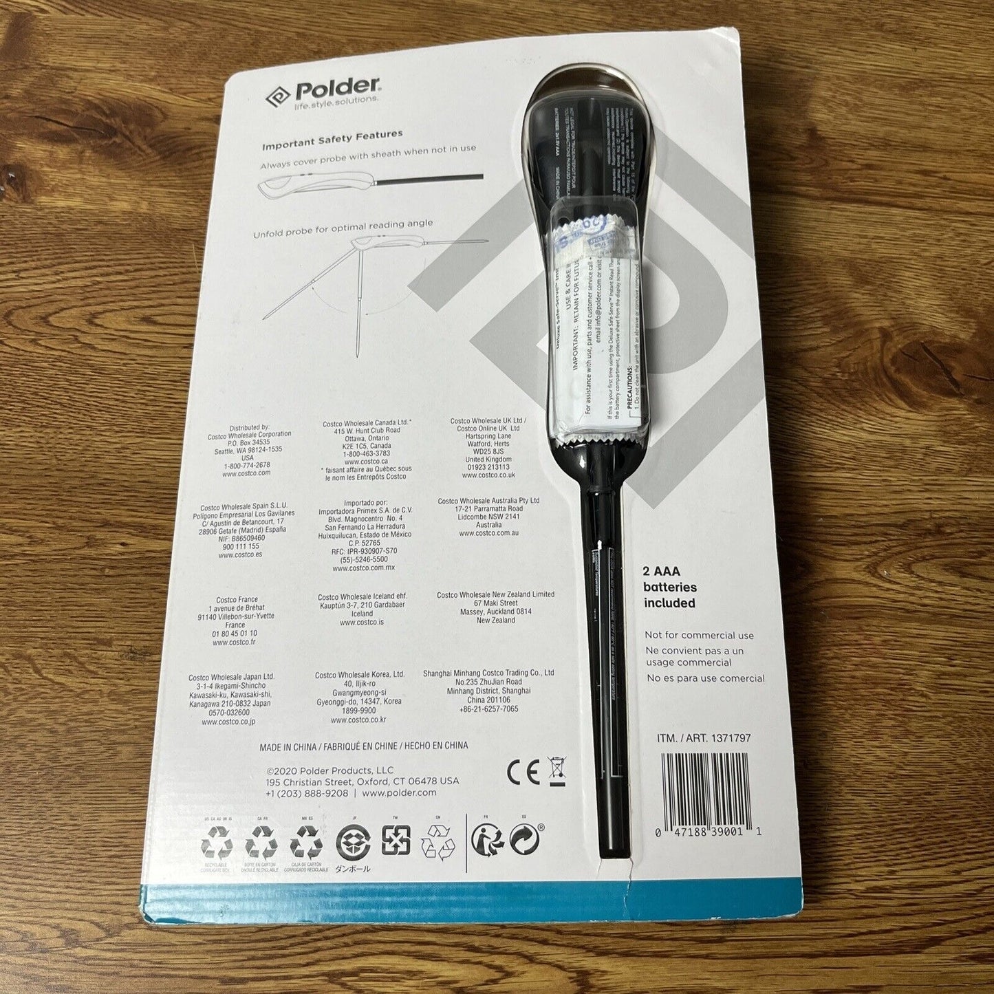 Polder Safe Serve Digital Instant Read Grill Thermometer w/ 10 Inch Probe