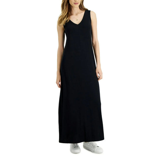 Style & Co. Women's V-Neck Sleeveless Maxi Dress Deep Black Size Large