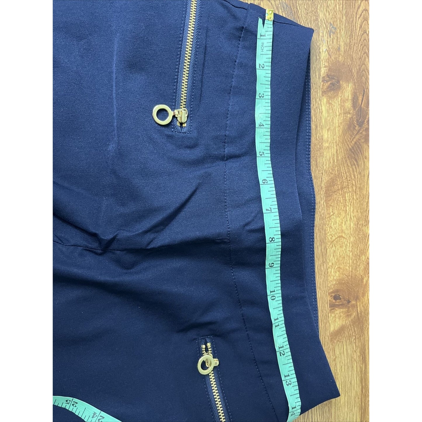 Susan Graver Women's Petite Pants 4P Ultra Pull-on Ankle w/Zip Pock Navy A378571