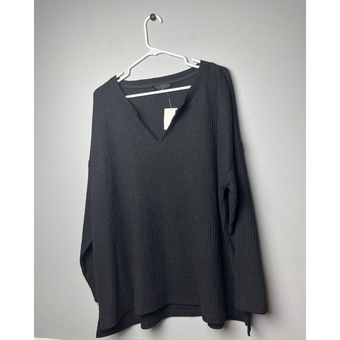 Social Standard by Sanctuary Ladies Camille Waffle Top Size 2X Black