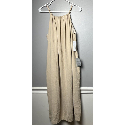 Donna Morgan Womens Halter Sleeveless Midi Dress Beige Size 8