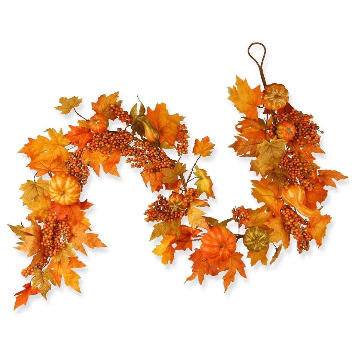 National Tree Company Artificial Autumn Garland, Orange, Made with Pumpkins, NWD