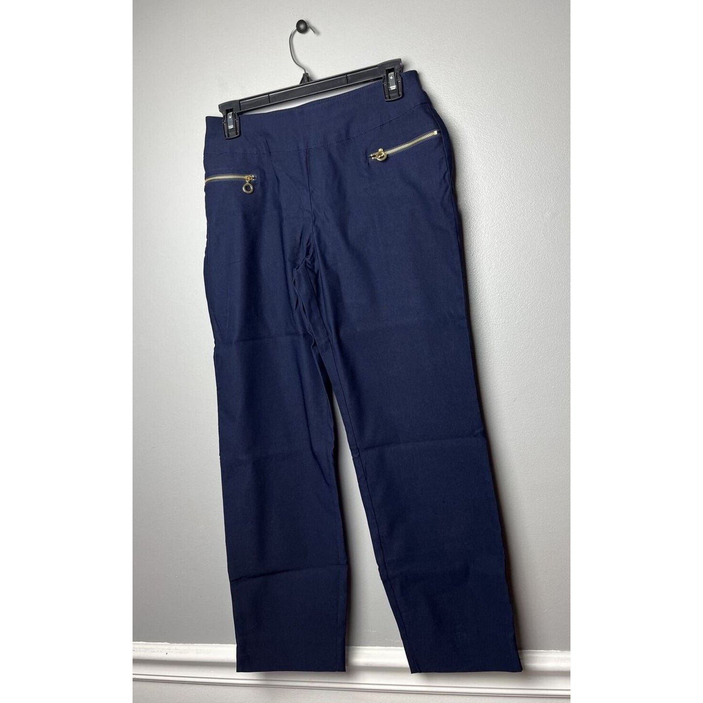 Susan Graver Women's Petite Pants 4P Ultra Pull-on Ankle w/Zip Pock Navy A378571