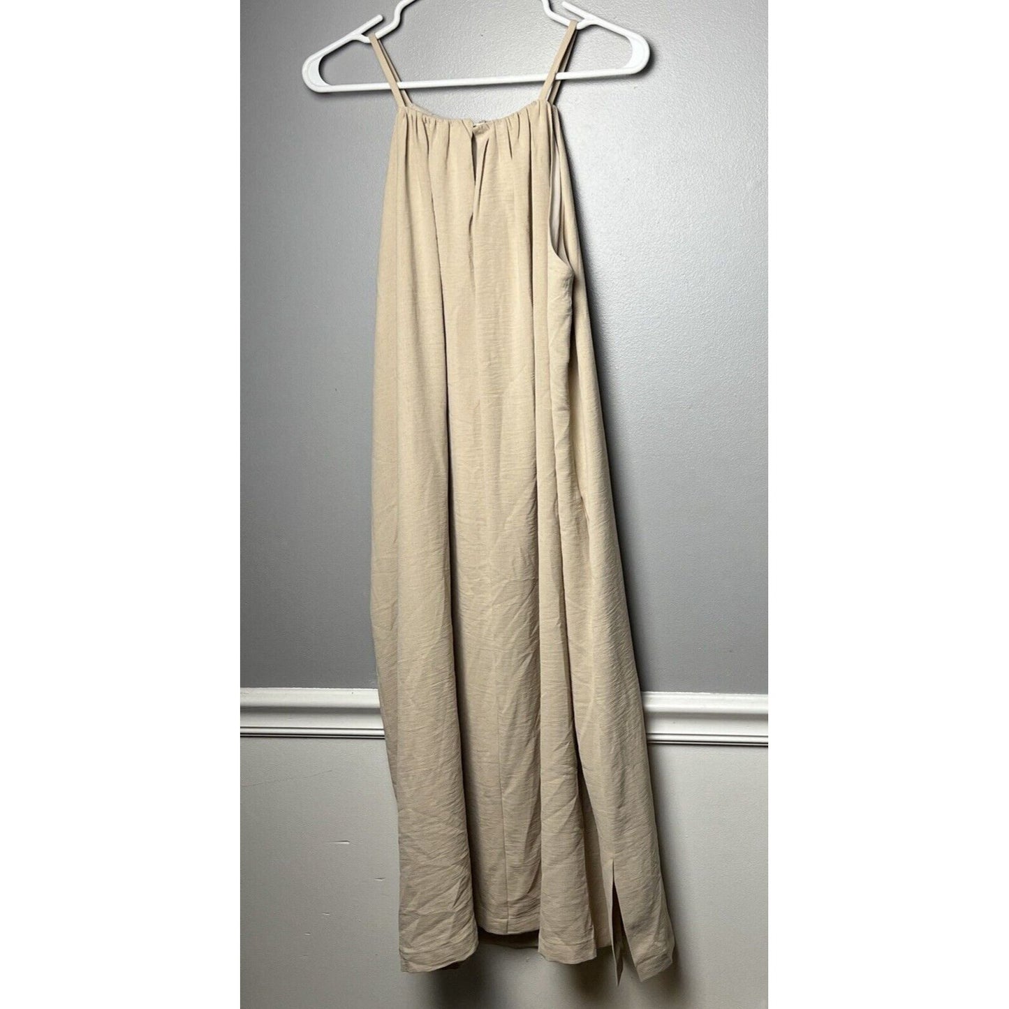 Donna Morgan Womens Halter Sleeveless Midi Dress Beige Size 8