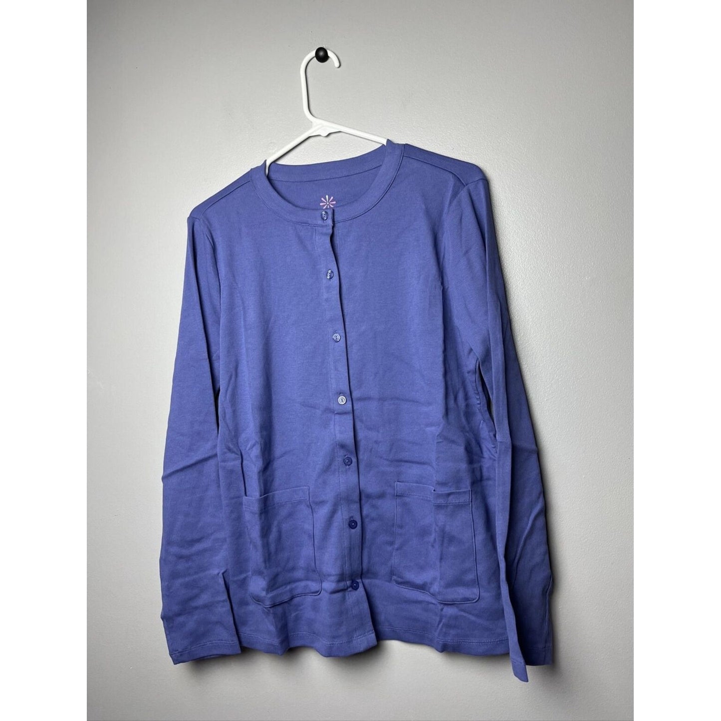 Isaac Mizrahi Live! Essentials Ribbed Pima Cotton Cardigan Marlin Blue, Medium