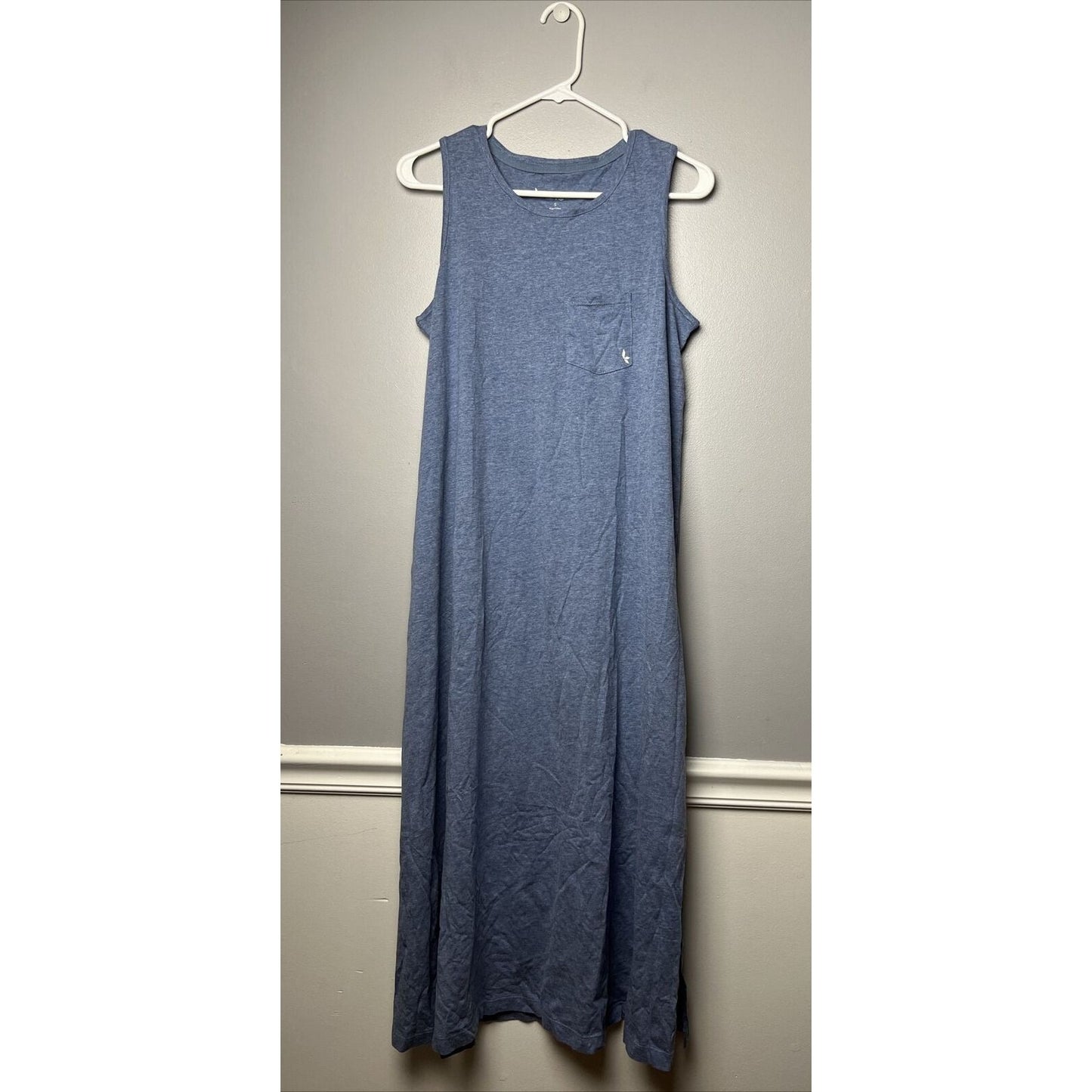 Koolaburra by UGG A-Line Maxi Tank Dress Pocket Cotton Rayon Blue-Grey Size S