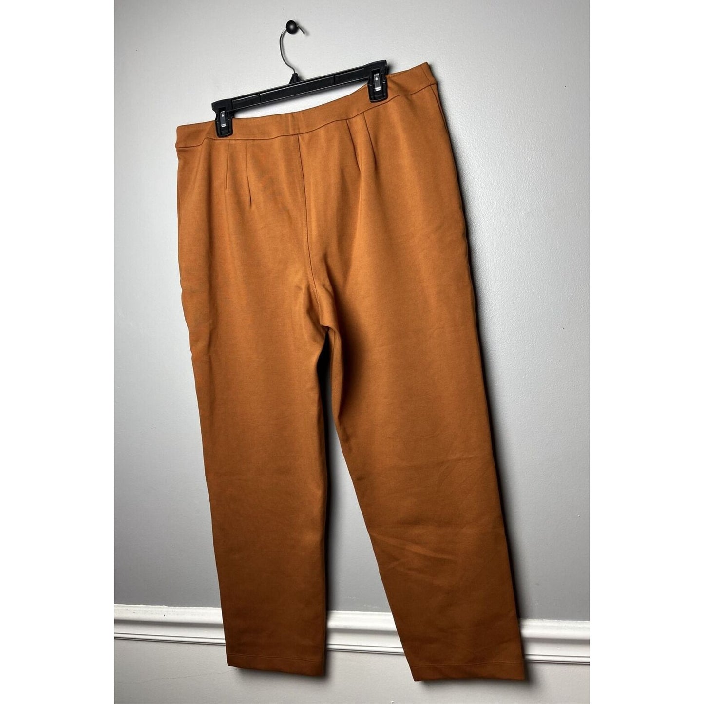 Joan Rivers Regular Knit Ponte Zipper Pocket Ankle Pant Ginger, LARGE