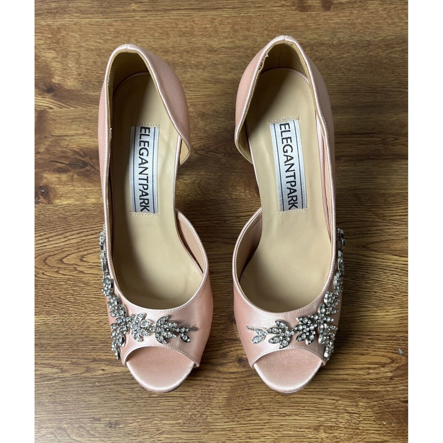 ELEGANTPARK Wedding High Heels Peep Toe Rhinestone Pink - Size 8