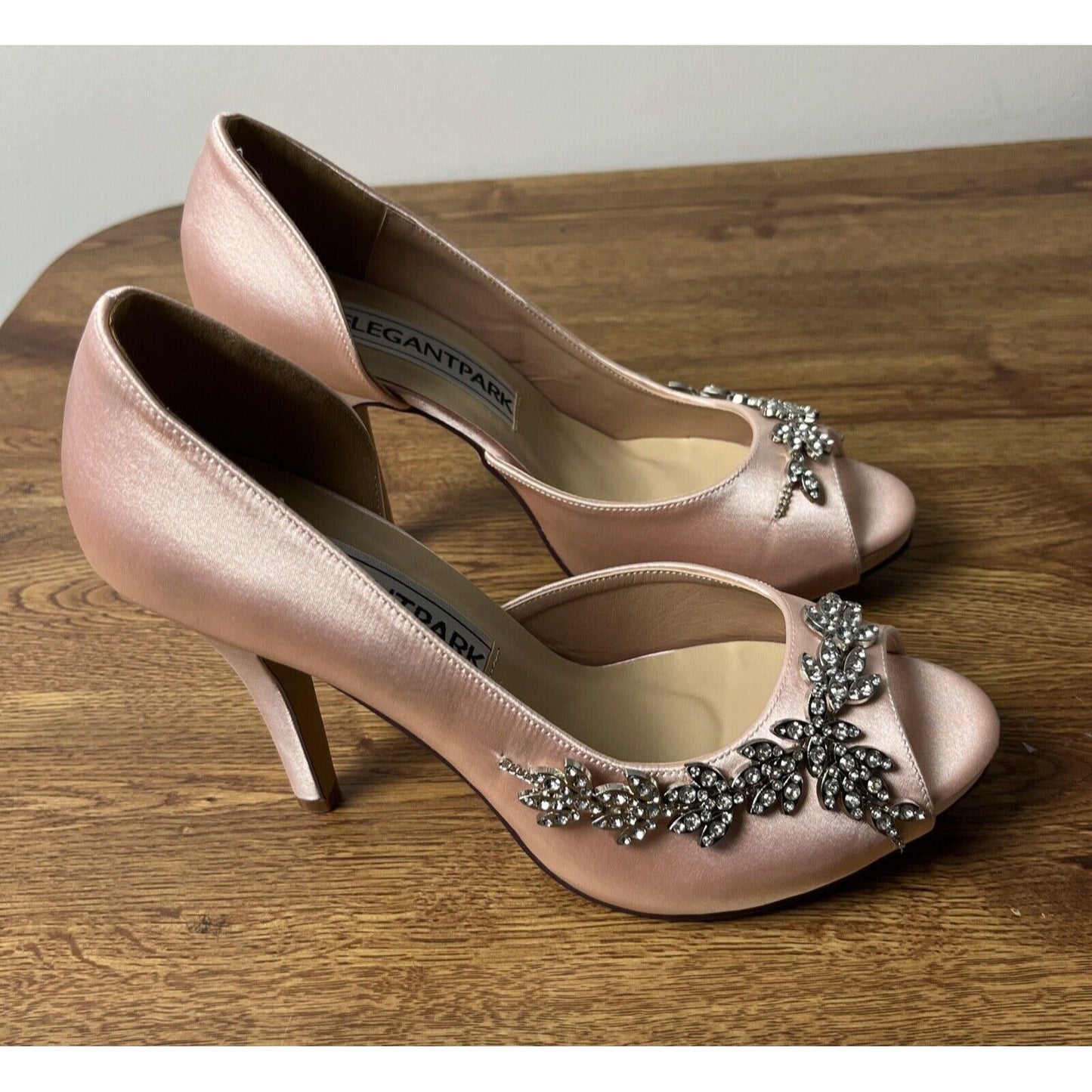 ELEGANTPARK Wedding High Heels Peep Toe Rhinestone Pink - Size 8