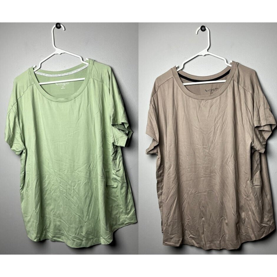 Koolaburra by UGG 2-Pack Cozy Jersey Tops Sage/FrostSpcDy Size 2X