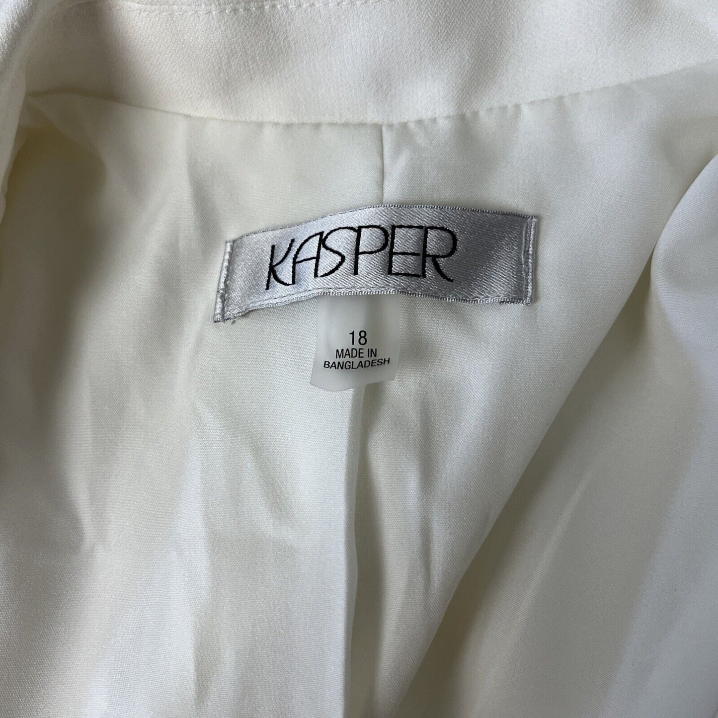 Kasper Women's Crepe One-Button Blazer White Size 18 $100 A438