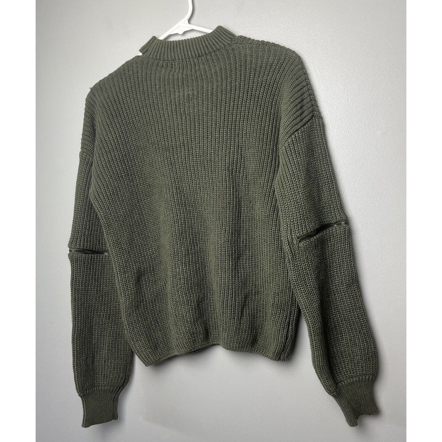 Vici Collection Women's Zip Sleeve Mock Neck Cotton Sweater In Dark Olive Small