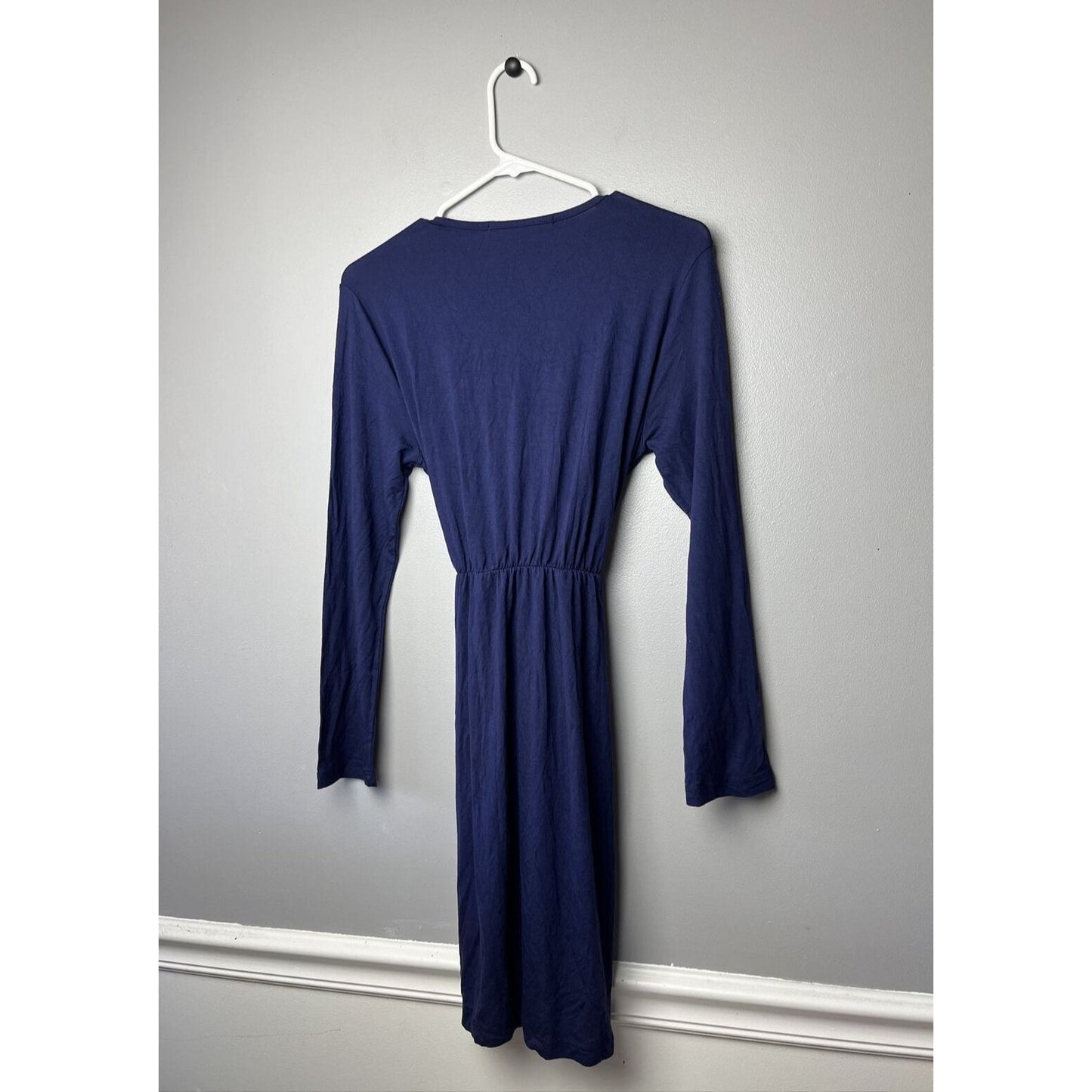 Fraiche By J Women's Long Sleeve Wrap Dress Small Navy Blue