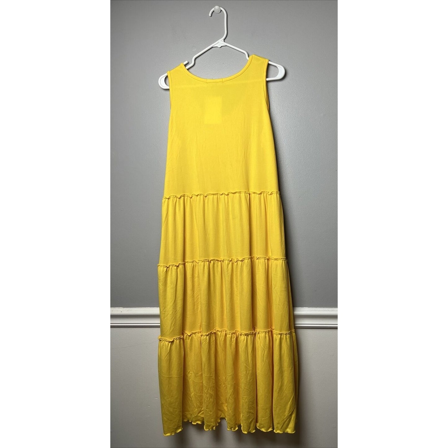 White Mark Women's Scoop Neck Tiered Midi Dress Size L Color Yellow *NWT