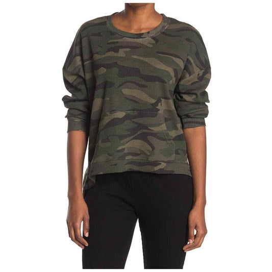 RDI Women's Camo Print Waffle Knit Sweater Top Size Small