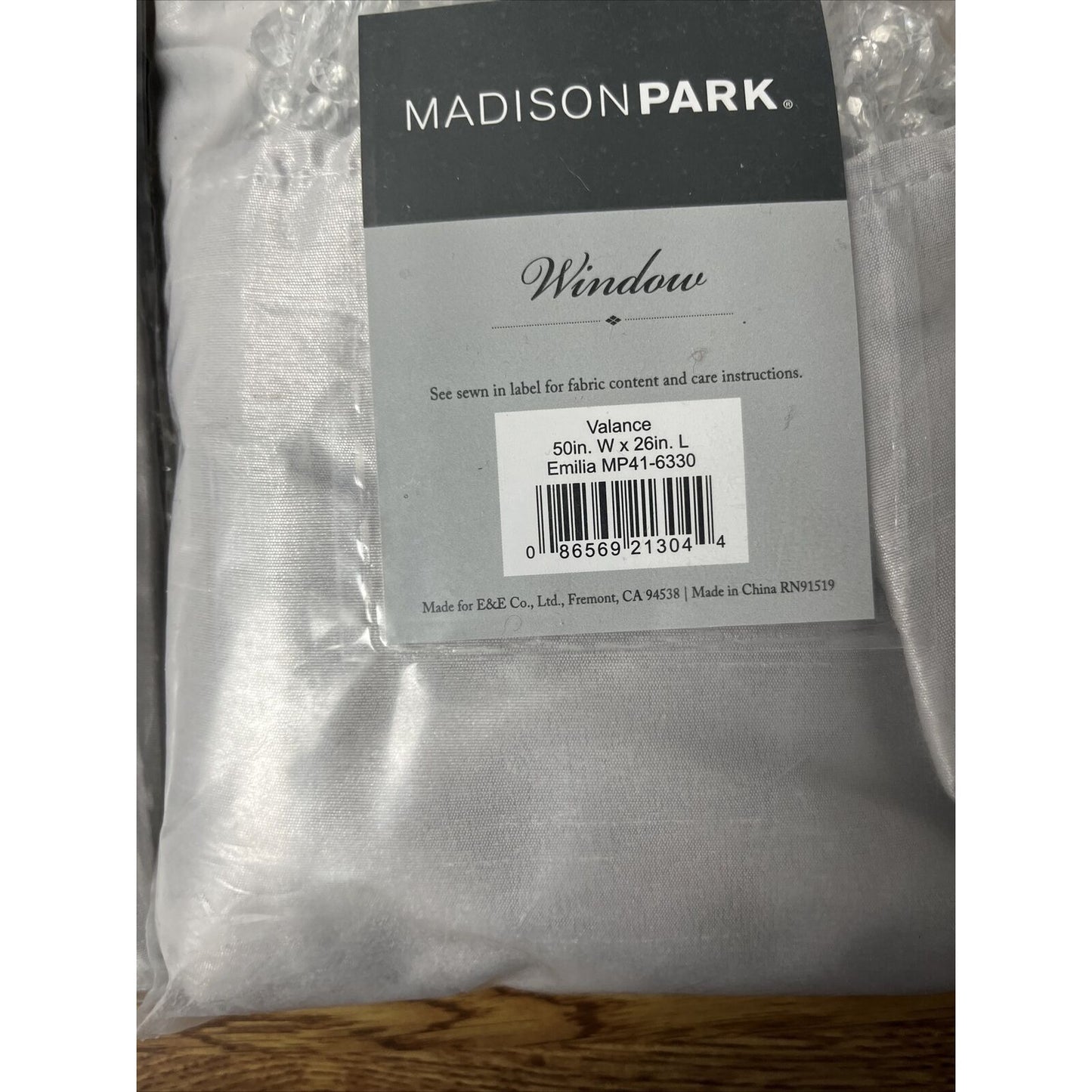 (2) Madison Park Emilia Twist Tab Top Finish Beads Window Valance, Gray, 50wx26l
