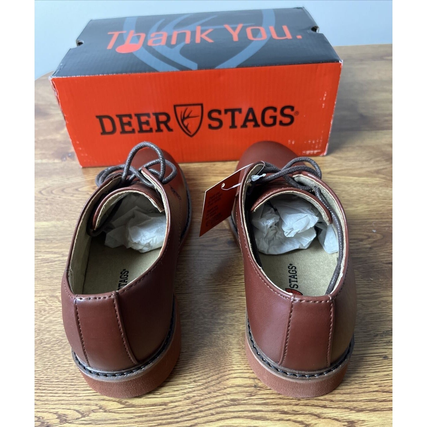 Deer Stags Boy's Denny Oxford dress Shoes Dark Luggage Size 2M Big Kid New